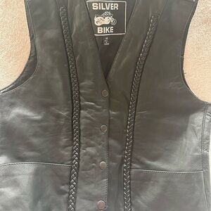 Black Leather Vest with Braided Details